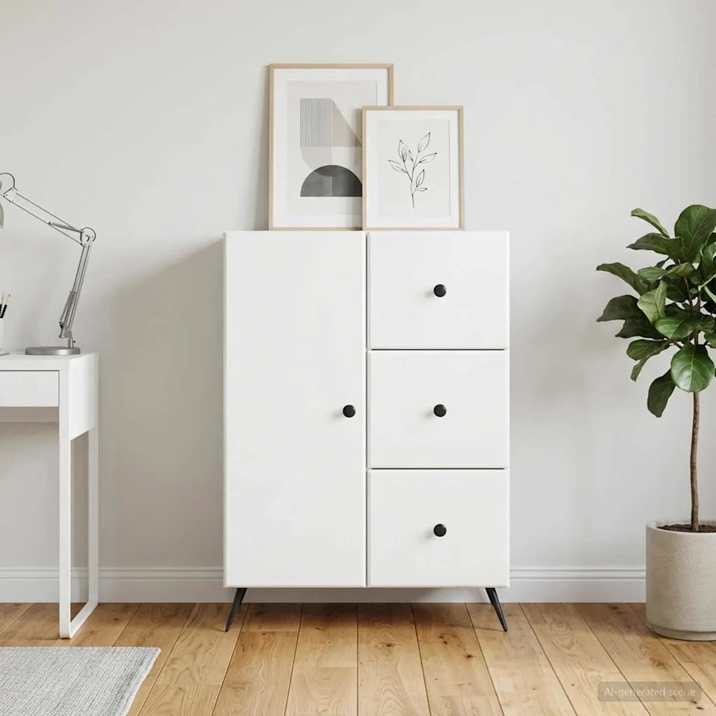 Credenza Bianco Lucido 66 x 34,5 x 90 cm Legno ingegnerizzato 895549