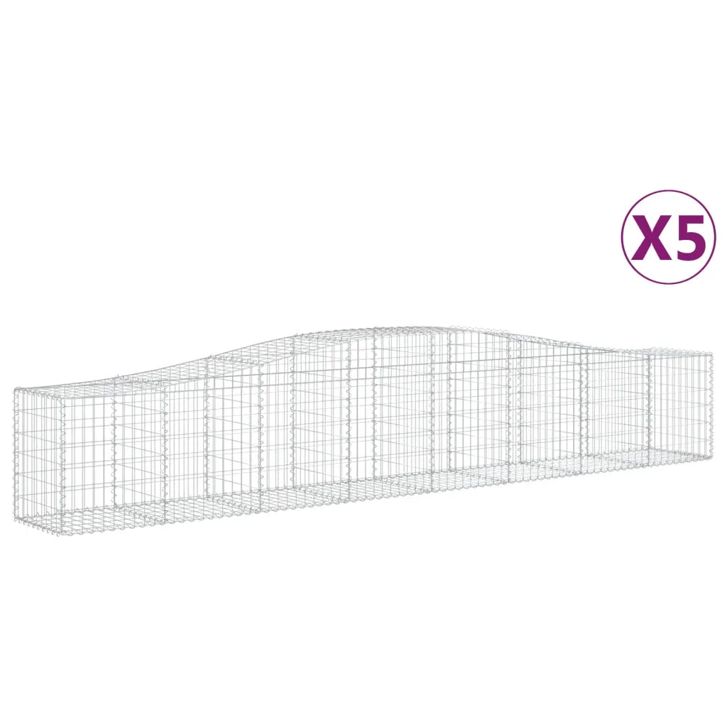 Cesti Gabbioni ad Arco 5 pz 400x50x60/80 cm Ferro Zincato 3145933