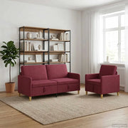 Set di Divani con Storage 2 pcs Rosso Vino Poliestere 3429207