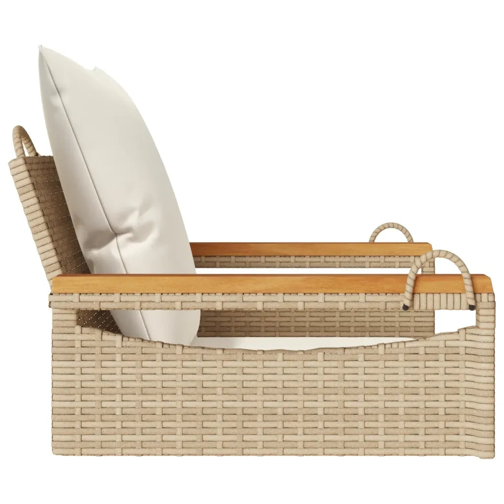 Panchina a Dondolo con Cuscini Beige 63x62x40 cm in Polyrattan 368166