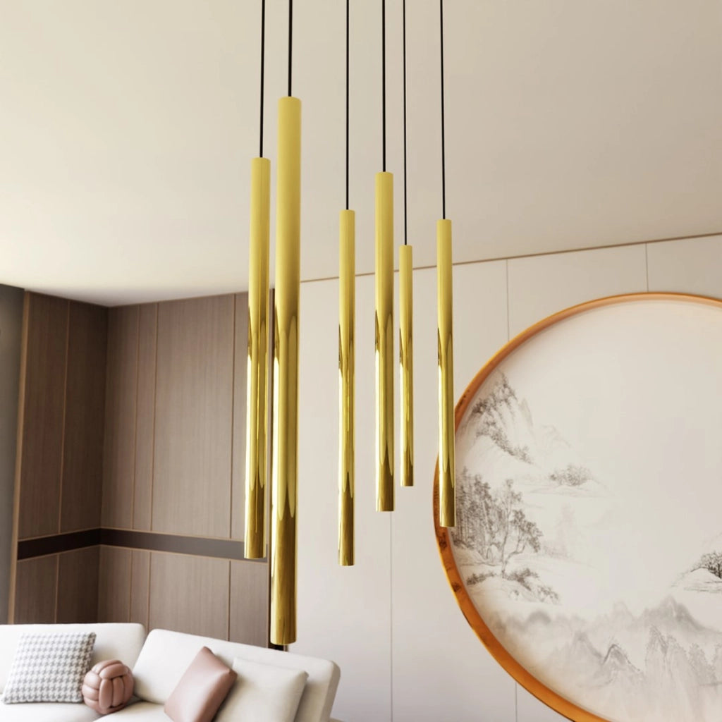 Lampada a sospensione Selter in acciaio nero e oro