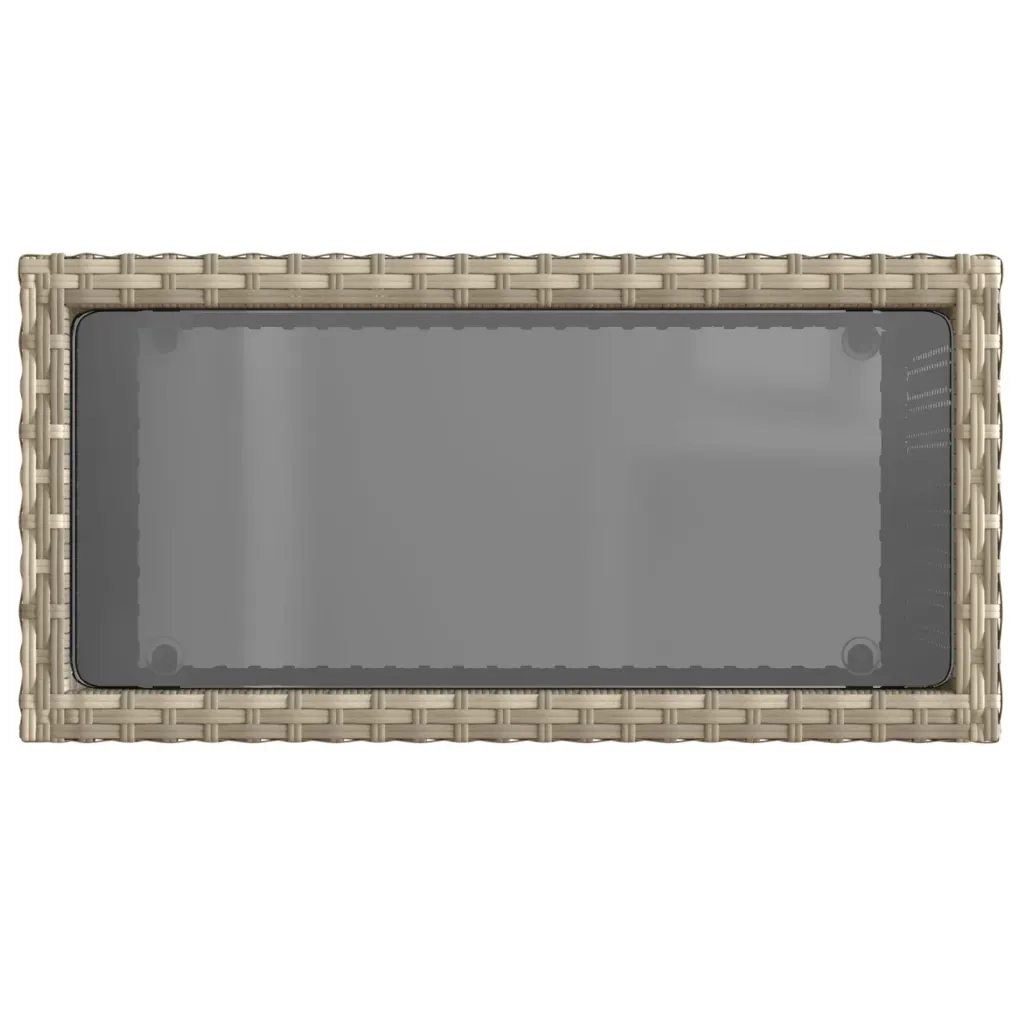 Tavolo Giardino | Tavolino da esterno Piano Vetro Grigio Chiaro 58x27,5x55 Polyrattan