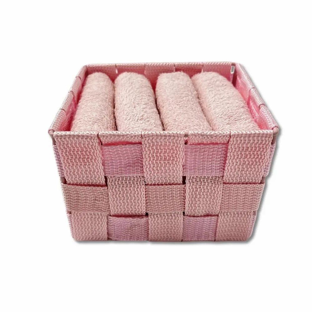 Trade Shop - Portaoggetti Organizer Multiuso Bagno Camera Cucina Tessuto Rosa 19x14x9cm 79011 -