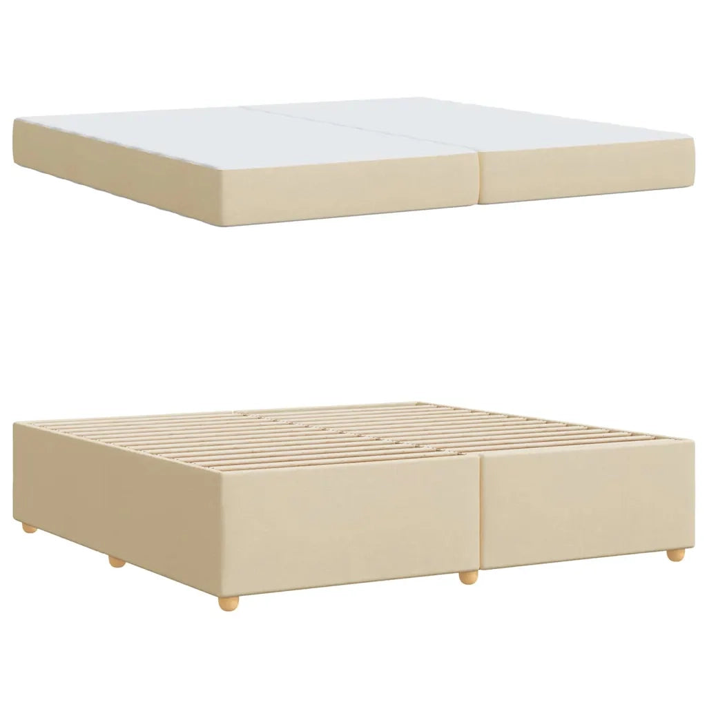 Struttura del letto con materasso Crema 200 x 200 cm Tessuto
