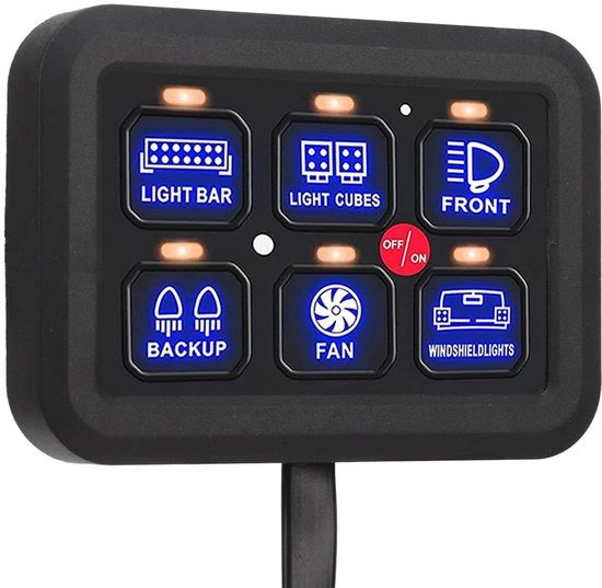 Pannello di commutazione 6 vie - Regolabile automaticamente - LED Accend/Spense - Controllo touch - Adatto per auto/barca - Protezione di sicurezza - Pannello di controllo

Specifiche tecniche: 
- Modello: 
- Codice prodotto: