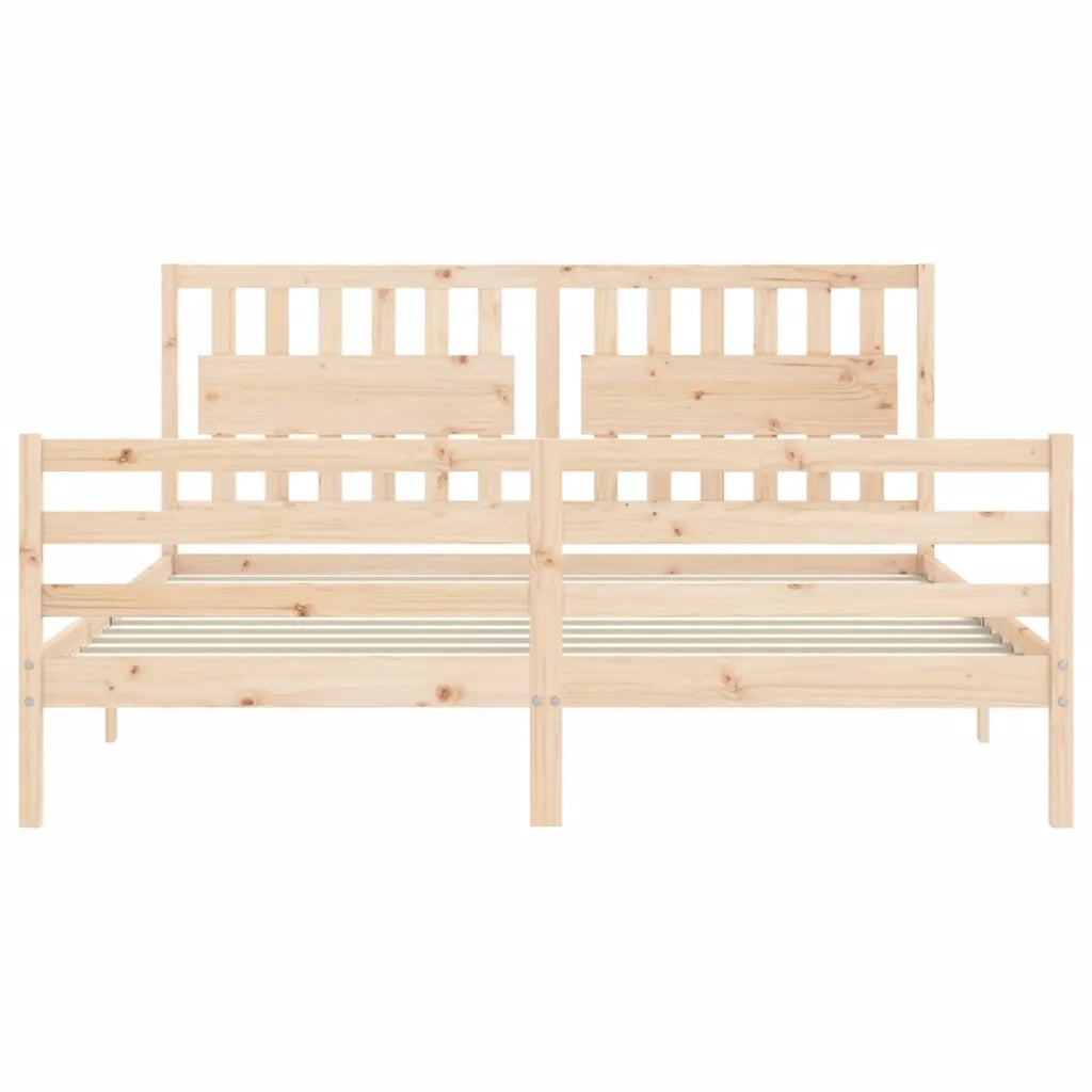 Giroletto con Testiera Super King Size-Struttura Letto in Legno Massello 400678