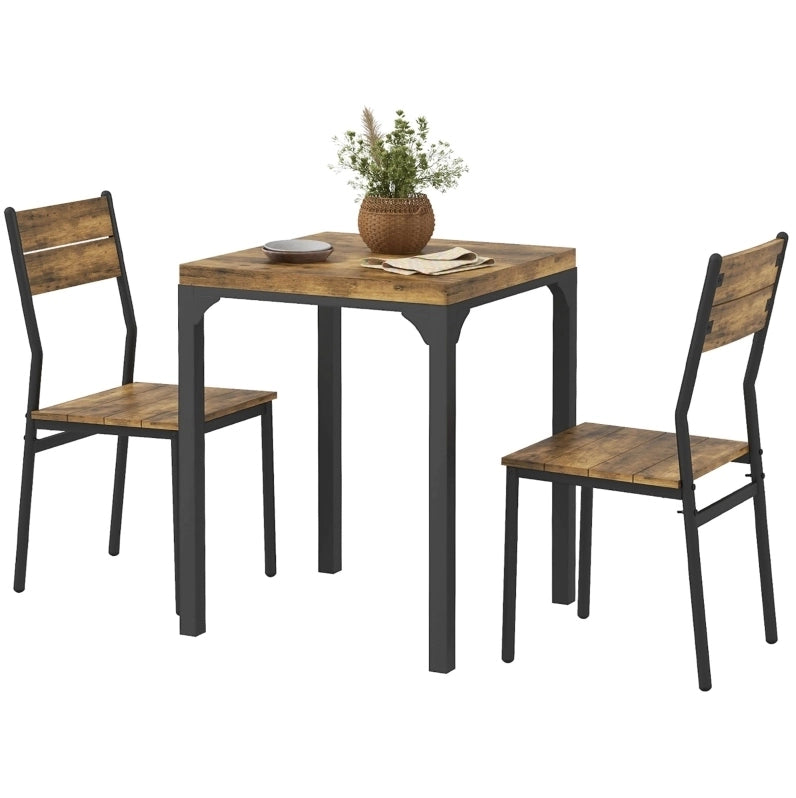 Set tavolo e sedie 60x60x76 cm in MDF e metallo marrone per piccola cucina