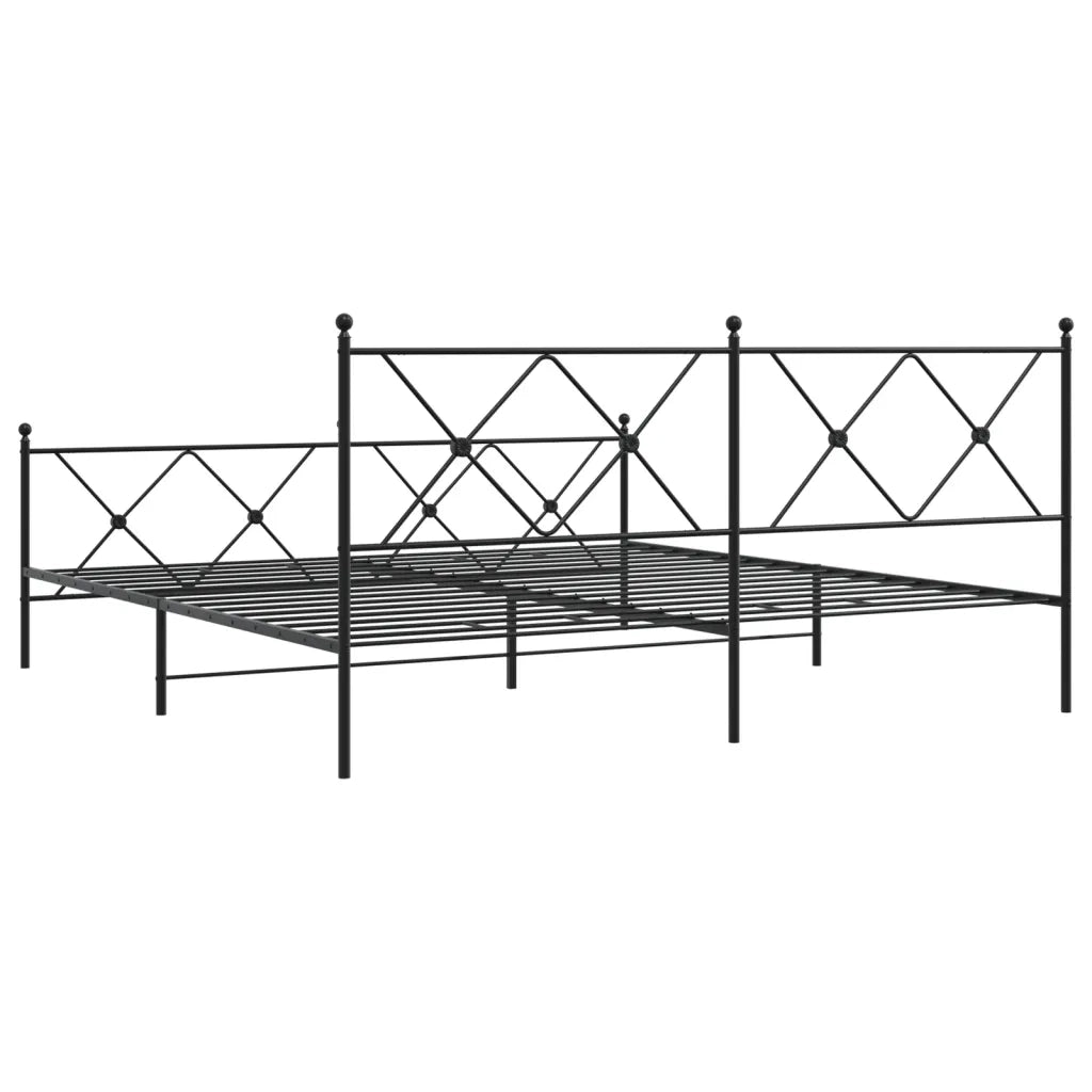 Giroletto con Testiera e Pediera-Struttura Letto Metallo Nero 183x213 cm 835767