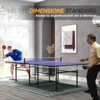 Tavolo da Ping Pong Pieghevole per Interni con Ruote Girevoli, Rete, Racchette e Palline, Blu