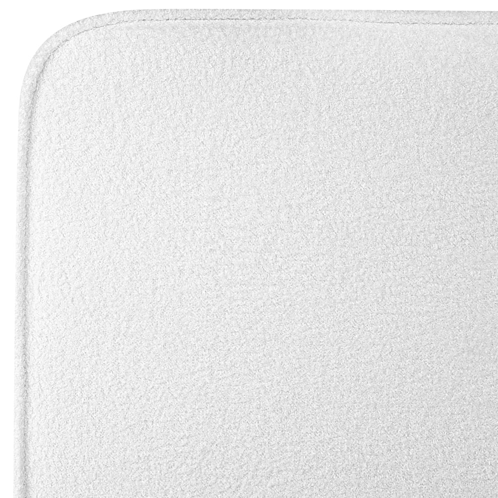Letto matrimoniale imbottito in bouclé bianco sporco gambe in metallo nero 160x200 cm testiera stile classico minimalista