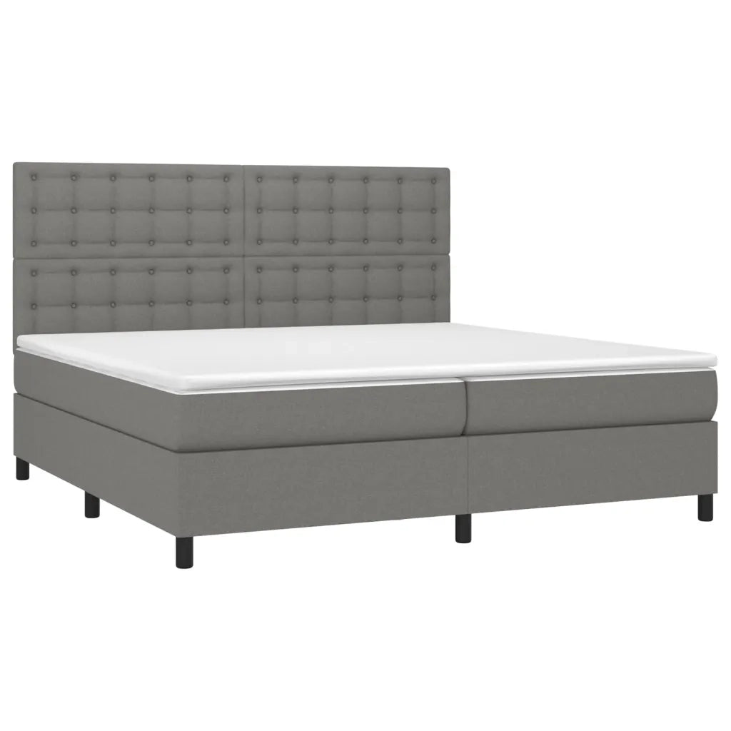 Letto a Molle Materasso e LED Grigio Scuro 200x200cm in Tessuto 3135222
