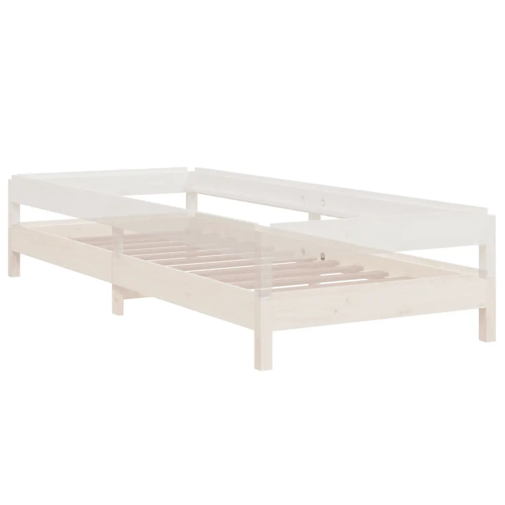 Letto singolo | Letto per adulti | Letto Impilabile Bianco 90x190 cm in Legno Massello di Pino