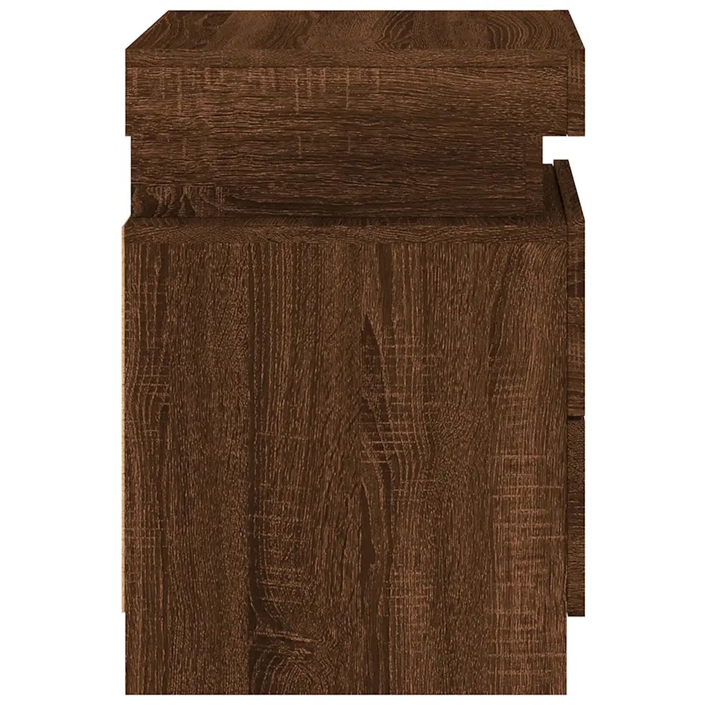 Comodino con Luci LED Rovere Marrone 35x39x55 cm 836761