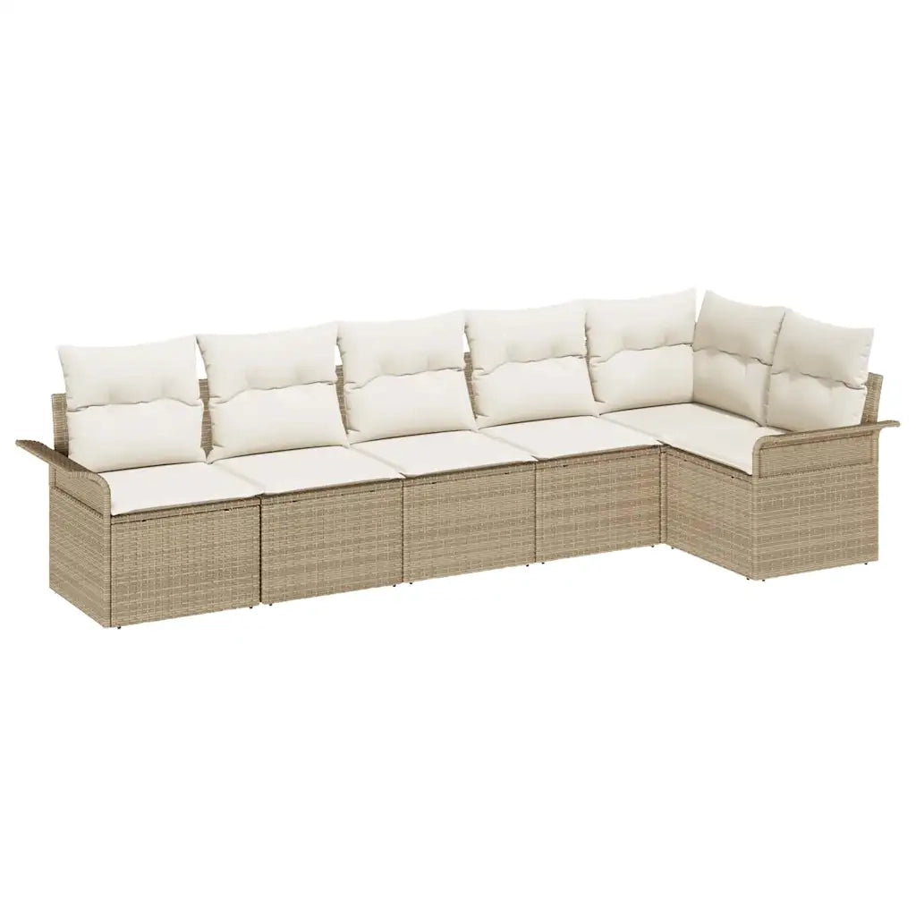 Set Divano da Giardino con cuscino 6 pcs Beige polyrattan