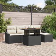 Set Divano da Giardino con archiviazione 6 pcs Nero Poly Rattan 3358560
