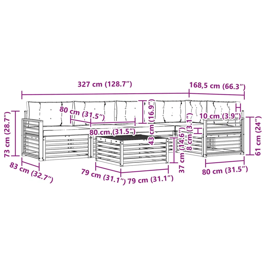 Set di divani da esterno 6 pz Bianco e Antracite Poliestere 3390537