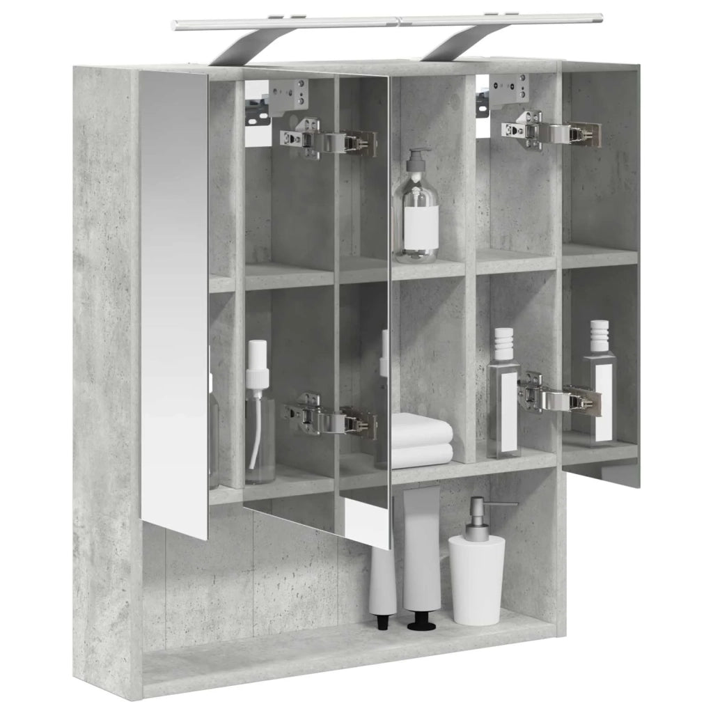 Mobiletto per specchio da bagno con lo scaffale Grigio cemento 889194