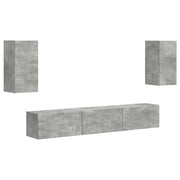 Set mobile TV 5 pz | Armadietto TV | Mobile Porta TV Grigio cemento Legno multistrato