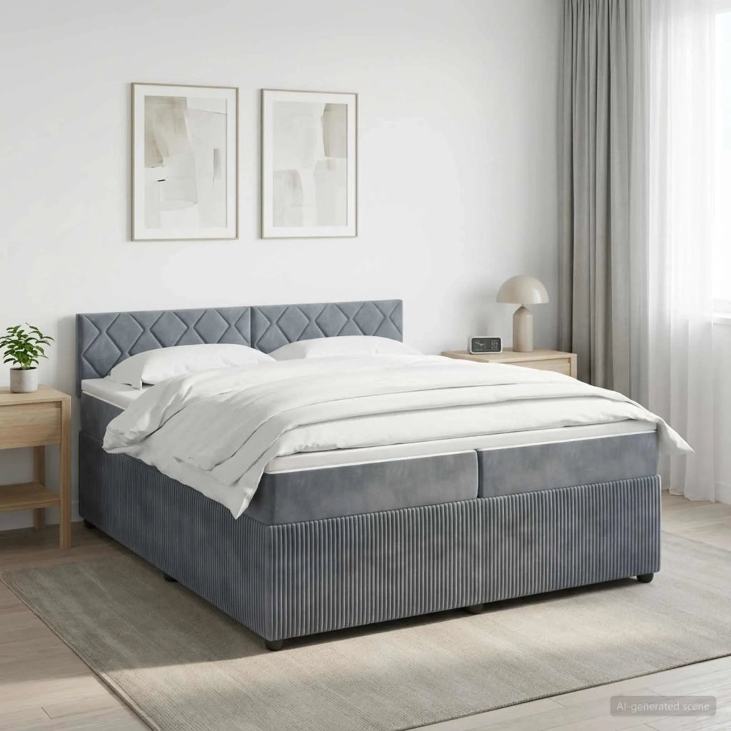 Letto box spring con materasso Grigio Scuro 200 x 200 cm 3451752