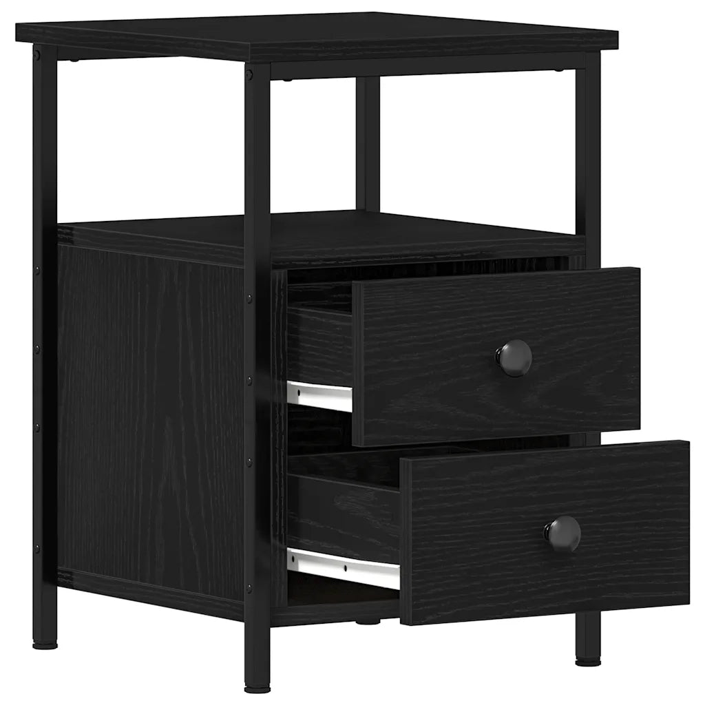 Comodino Rovere Nero 34x35,5x50 cm in Legno Multistrato 862137