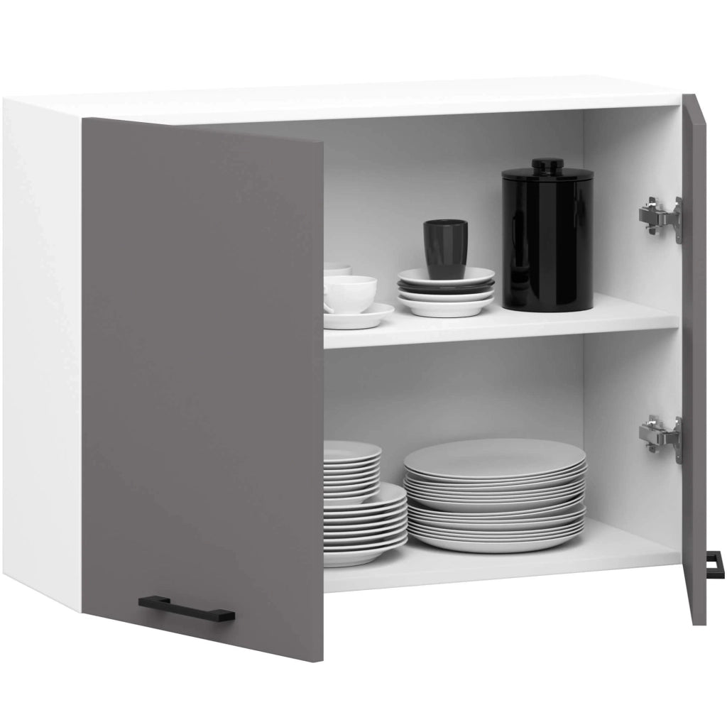 Mobile da cucina pensile sistema AKORD OLIWIA Bianco 80 cm 2 ante inserto frontale Grigio Grafite 80x30x58 cm