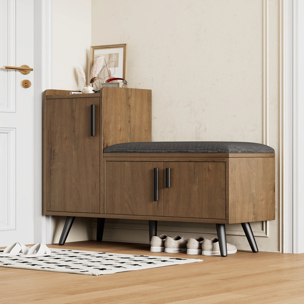 Panca Scarpiera con Ante e Ripiani ¨C MINIMAL ¨C Legno, 100x34x69 cm