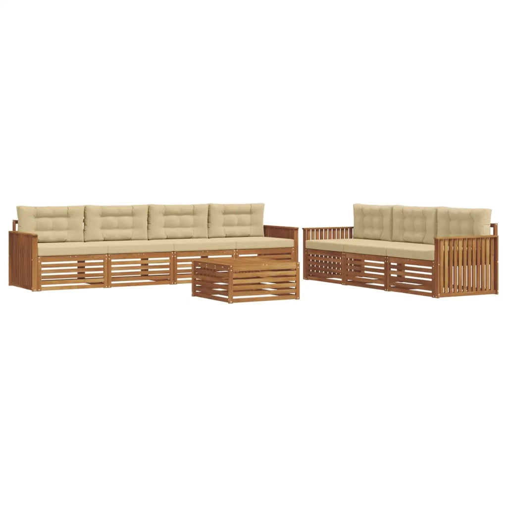 Set di divani da esterno con cuscino 8 pcs Naturale e Beige