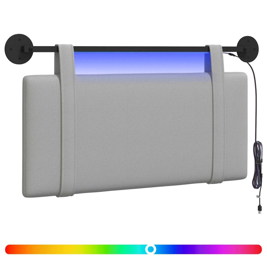 Testiera sospesa Con luce LED Grigio Nuvola Tessuto