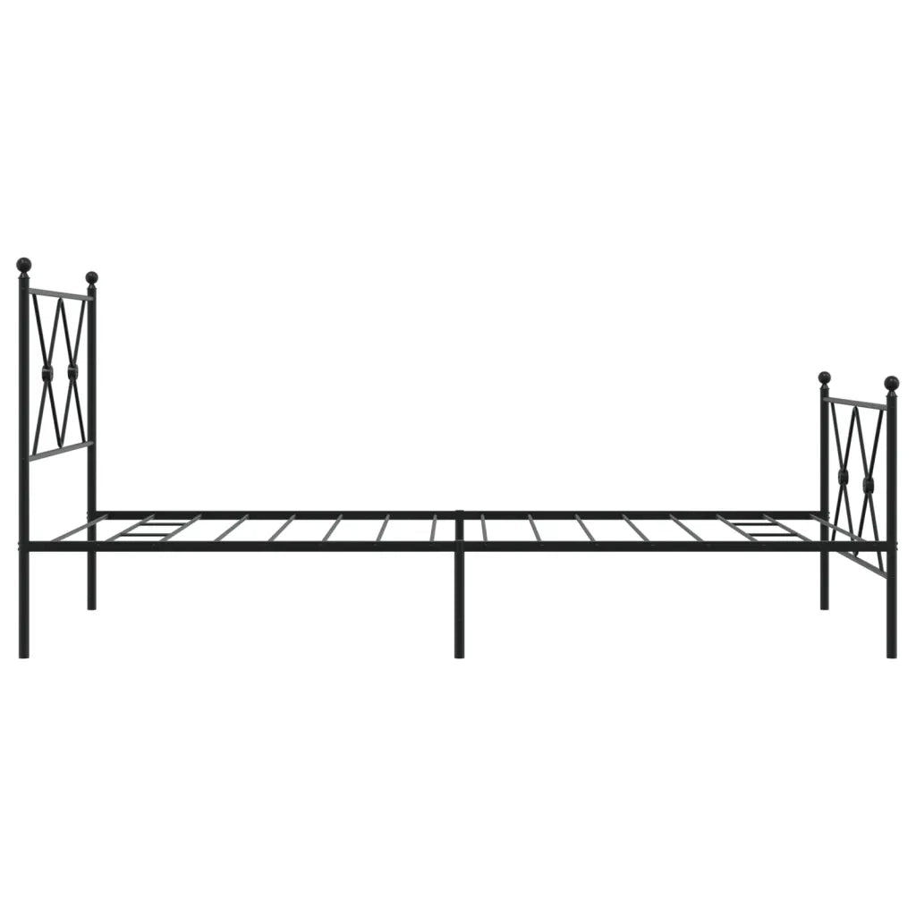 Letto singolo | Letto per adulti | Giroletto con Testiera e Pediera Metallo Nero 90x190 cm