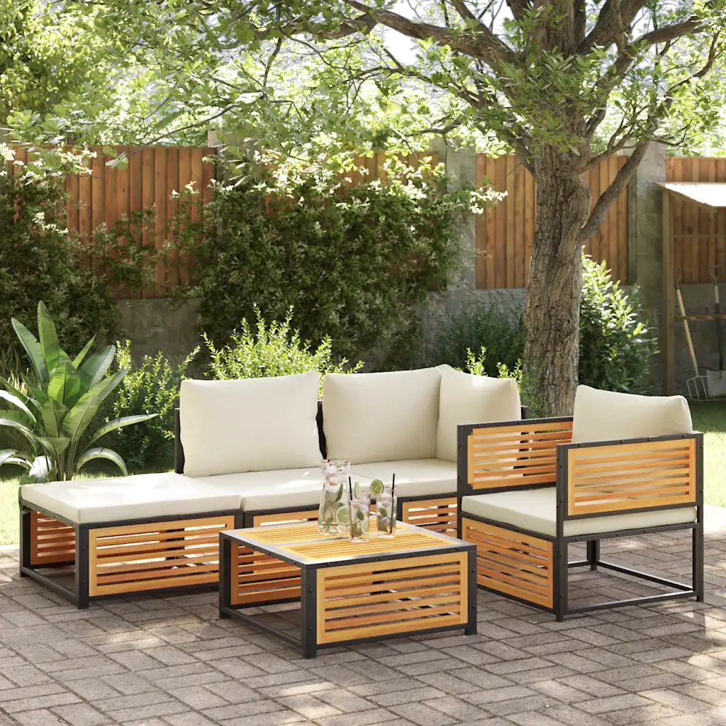 Sedia da Giardino con Cuscini in Legno Massello di Acacia CFW1599900