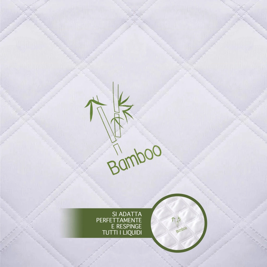 Coprimaterasso Neonati Impermeabile Trapuntato Lettino Culla 60x120 Cm  Antiacaro Micro Traspirante Silenzioso Barriera Liquidi Angoli Elasticizzati SalvaPipi  Bambino Bambù - 1 Pezzo