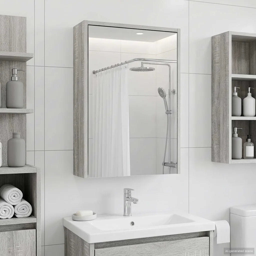 Mobiletto per specchio da bagno Grigio Sonoma 43 x 16 x 62.5 cm