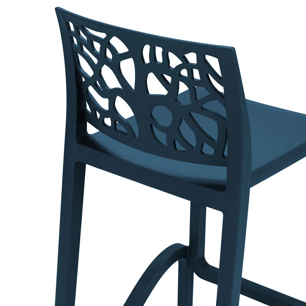 Set 6 sgabelli in polipropilene TETI altezza seduta 75cm, impilabile, idrorepellente, resistente ai raggi UV, design moderno e innovativo, ideale per la cucina, la veranda o giardino colore Petrolio