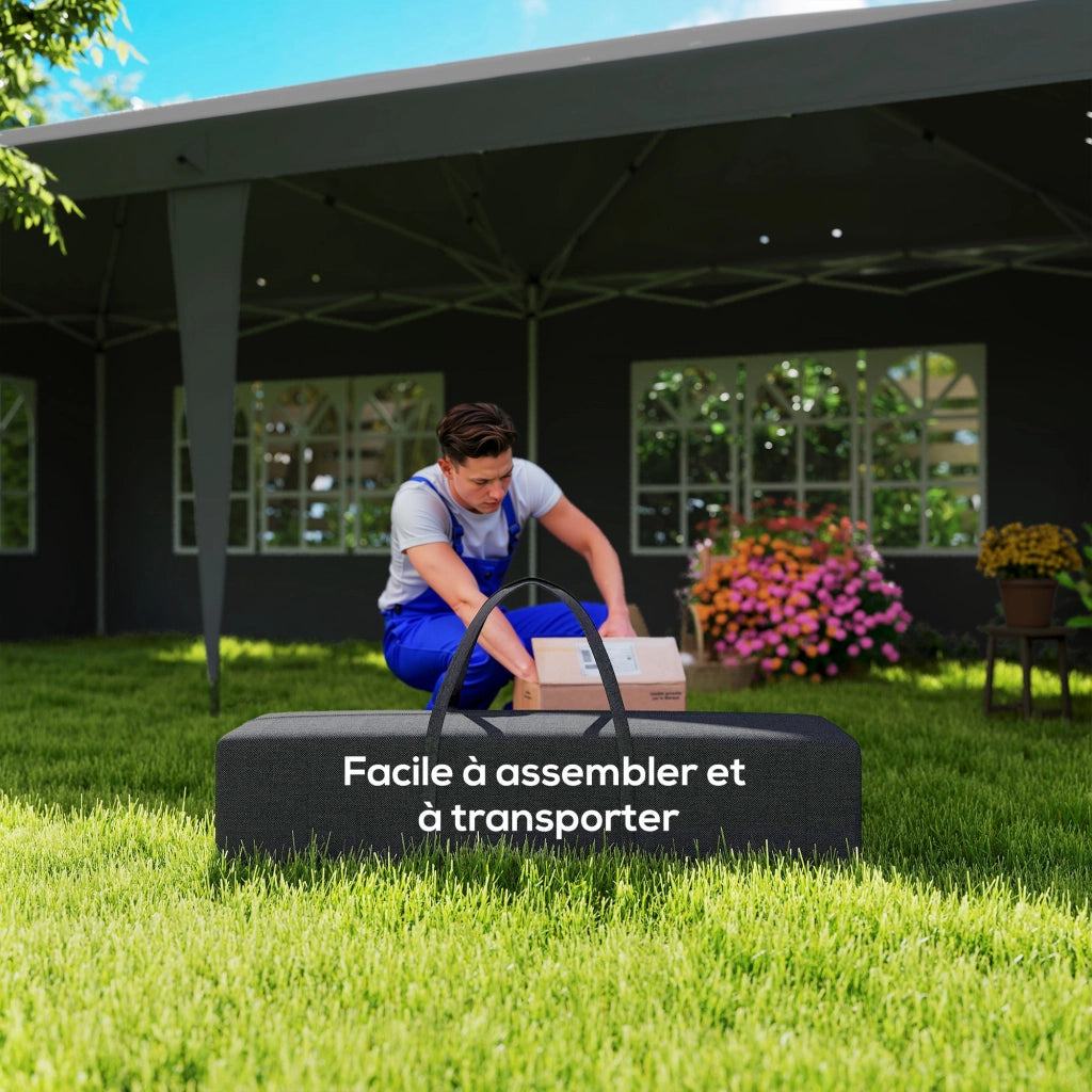 Tendone da giardino pieghevole 3x6 m ¨C zephmum ¨C nero