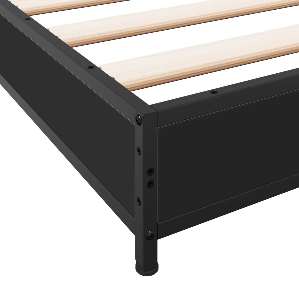 Giroletto-Struttura Letto Nero 135x190 cm in Legno Multistrato e Metallo 412832