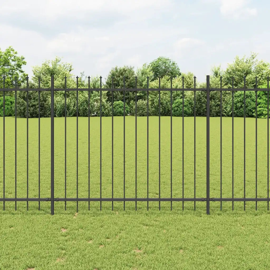 Recinzione da Giardino con Punta a Lancia in Acciaio 1070x150 cm Nero