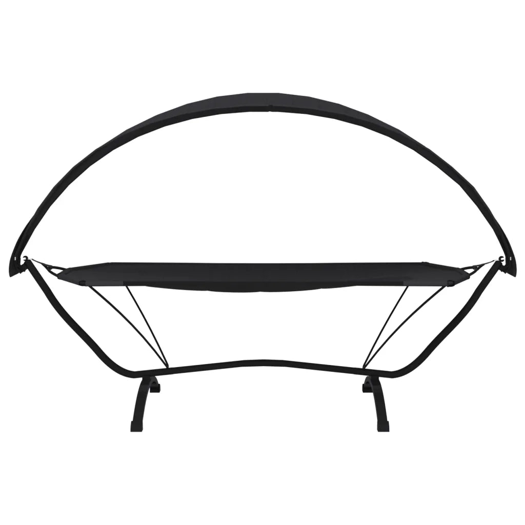 Lettino con Tettuccio per Esterni Nero Acciaio e Tessuto Oxford CFW6713977