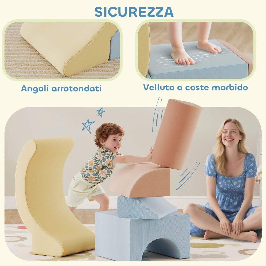 Set Costruzioni Morbide per Bambini ¨C zephmum ¨C Tessuto Effetto Velluto e Spugna, Multicolore