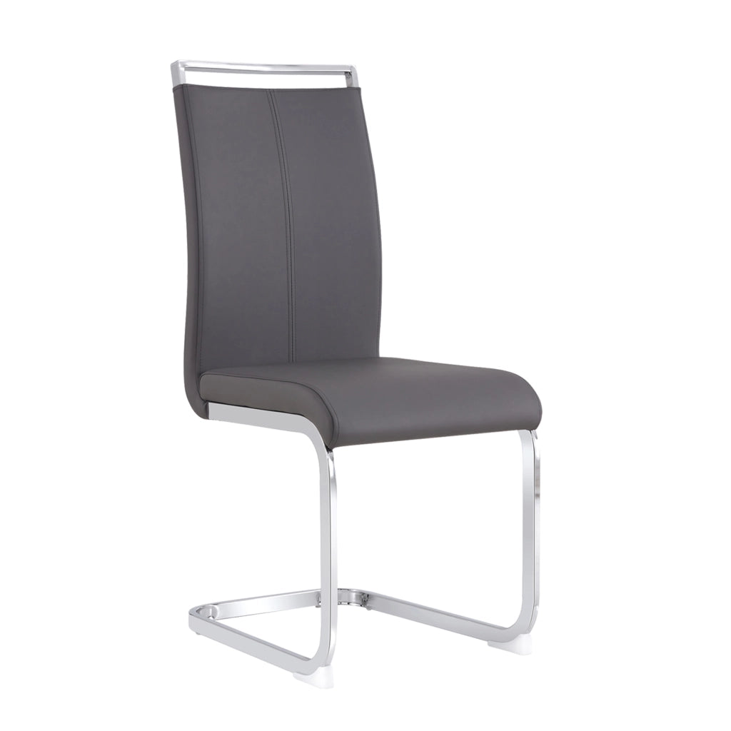 Sedie da Pranzo Imbottite in Similpelle ¨C Xylo ¨C Grigio, Set 4 Pezzi, Gambe in Metallo