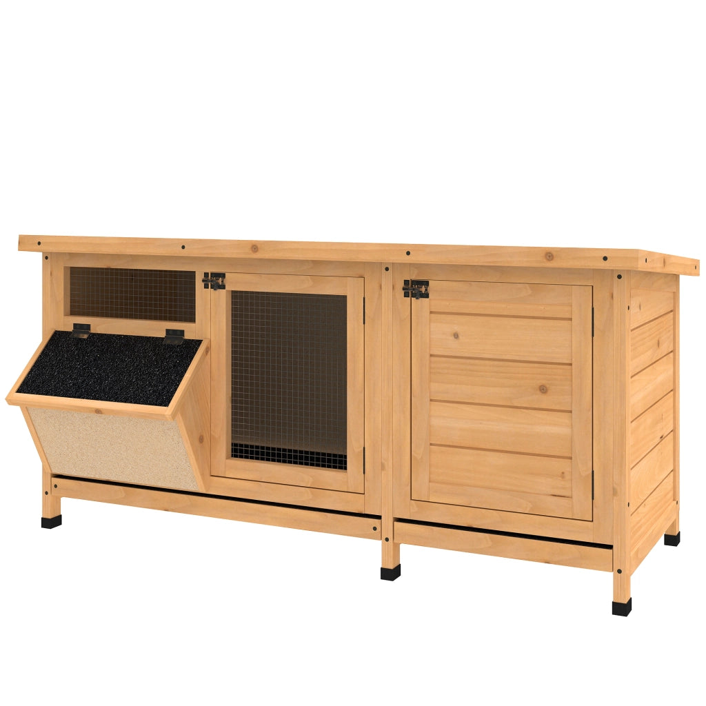 Casetta per Conigli in Legno da Esterno con Tetto ¨C zephmum ¨C 112x50x54 cm Giallo