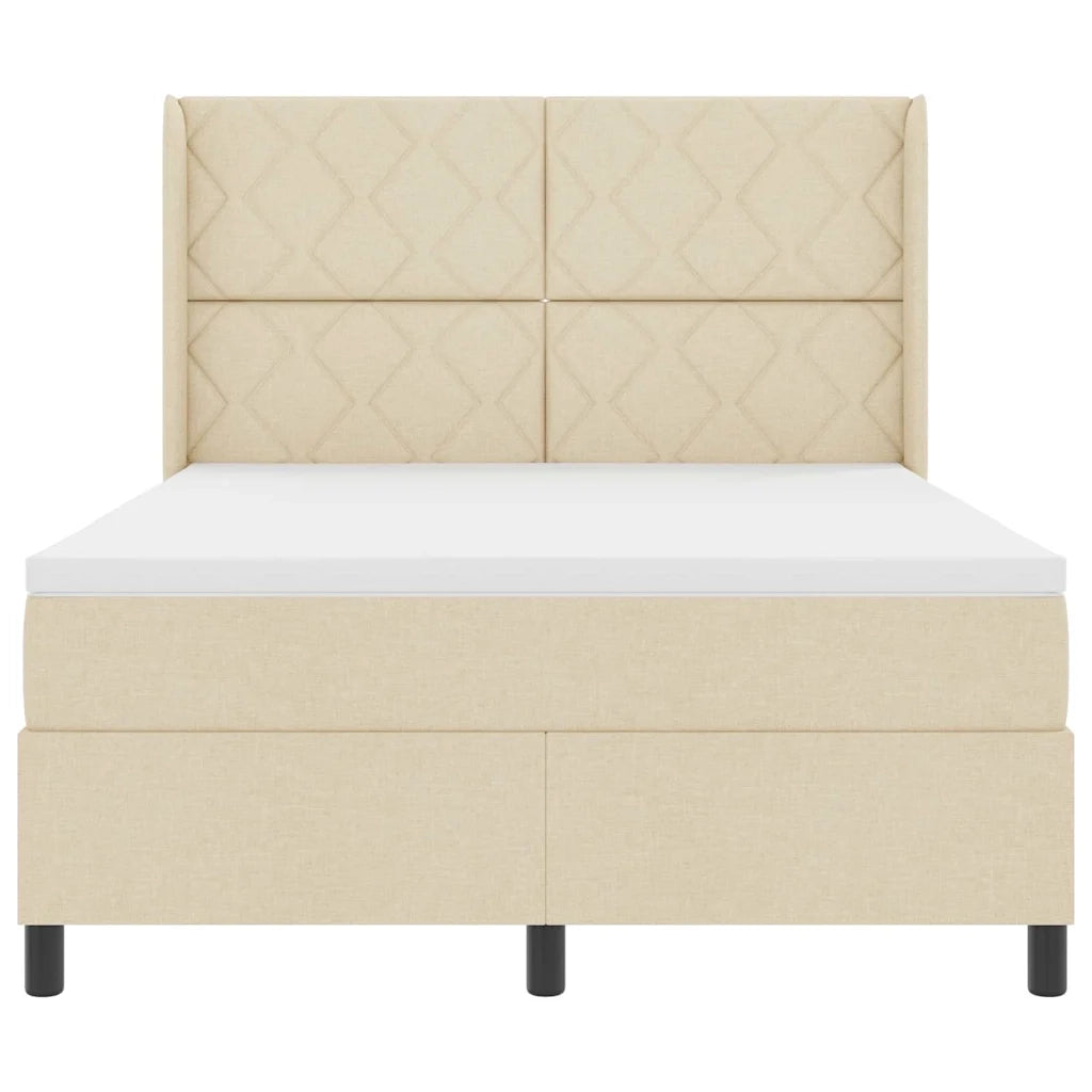Letto a Sorgente LED con materasso Crema 160 x 200 cm Tessuto 3343579