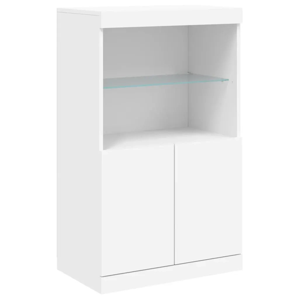 Credenza | Madia | Buffet da pranzo | Armadio da pranzo con Luci LED Bianca 60,5x37x100 cm