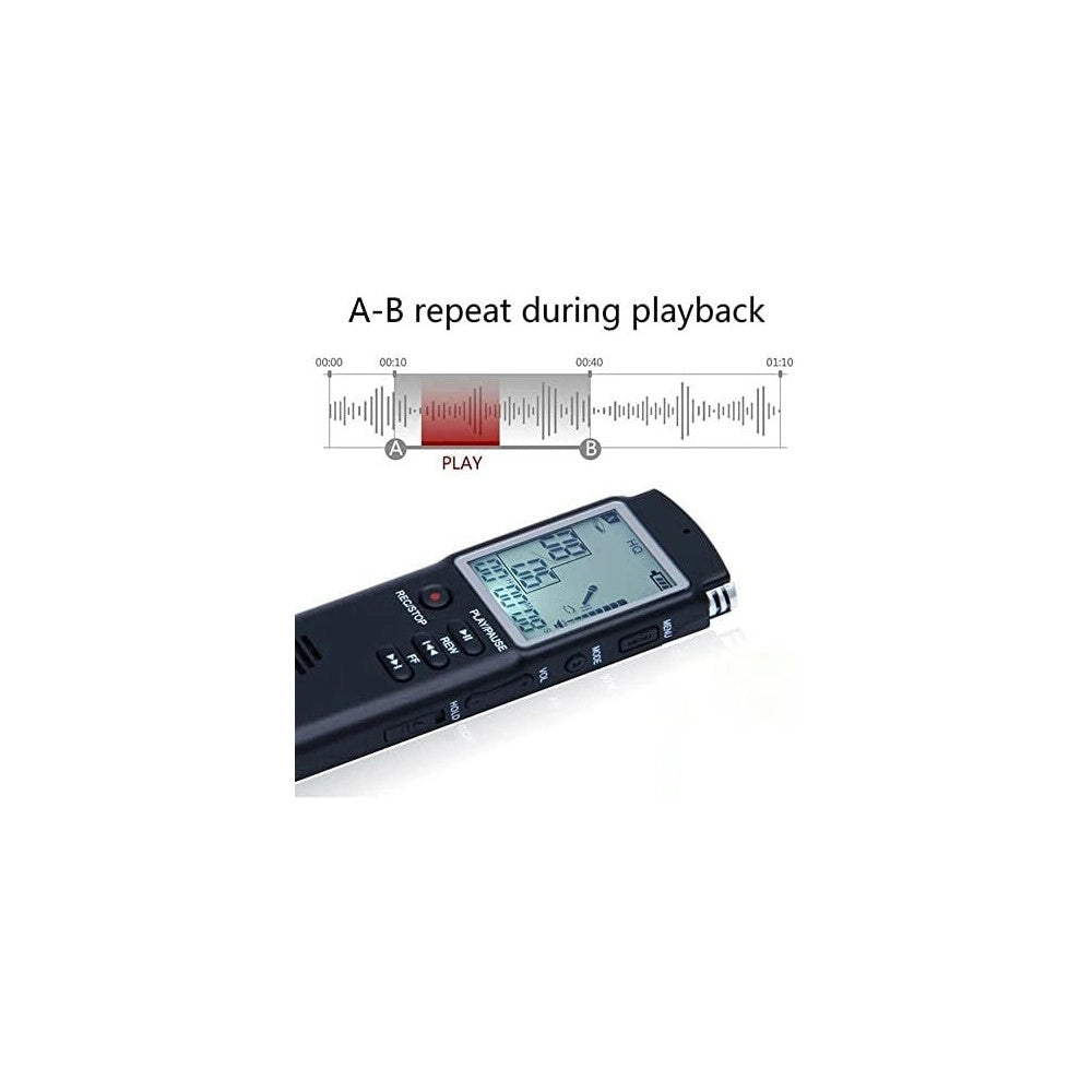 Trade Shop - Registratore Vocale Digitale Registrazione Audio Da 8gb Con Schermo Lcd Q-lc503 -