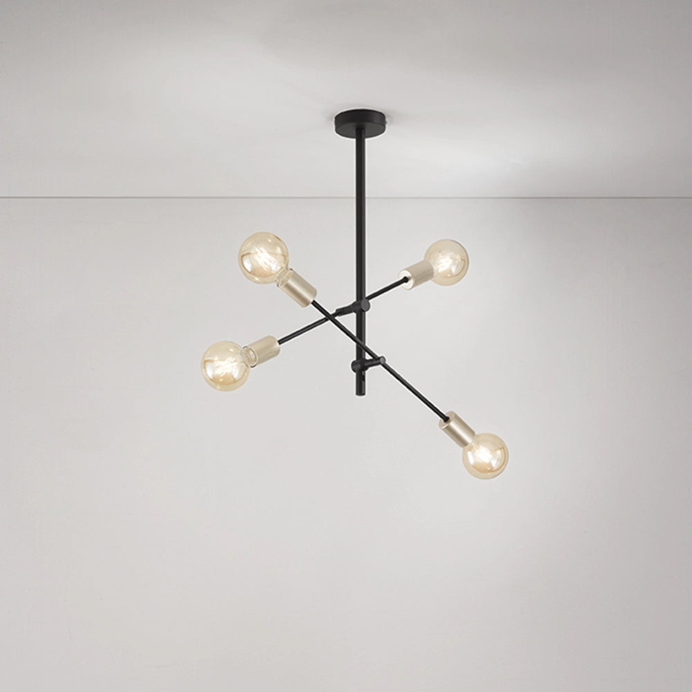 Plafoniera Industrial-Minimal-Nordico Vector Metallo Nero 4 Luci E27