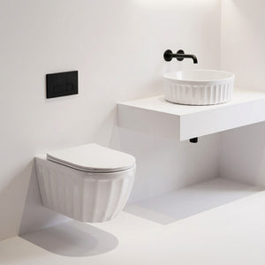 Set: Wc Sospeso + Lavabo Da Appoggio Rea Duo White