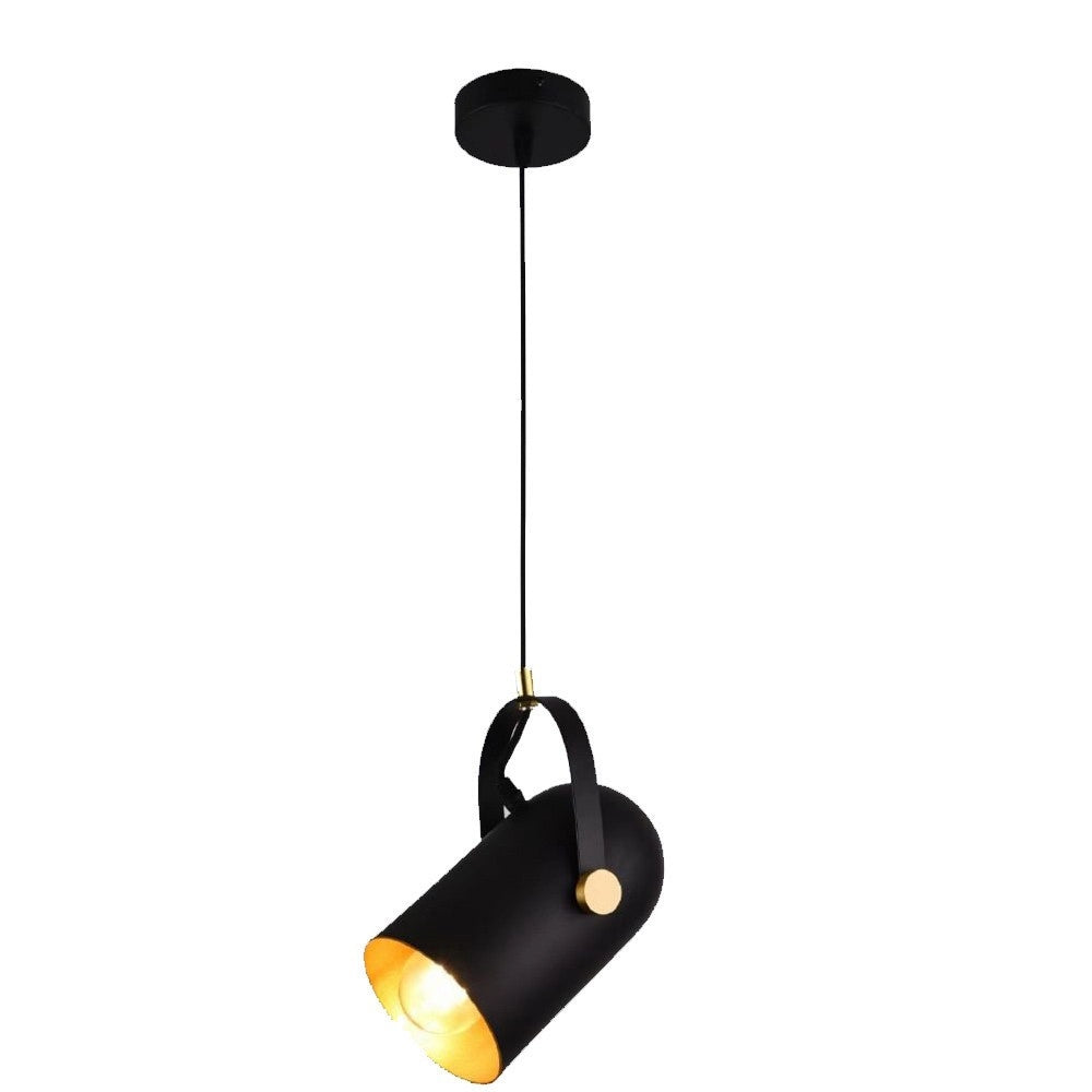 Trade Shop - Lampadario A Sospensione Da Soffitto Design Con Paralume Orientabile Attacco E27 Ip20 A21 - Nero