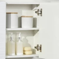 kleankin Armadio a Specchio da Bagno in Truciolato e Vetro con 4 Ripiani Regolabili e Design a Muro, 48x15x45 cm, Bianco