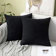 Set di 2 cuscini copri divano in corduroy decorativo per cuscini di divano decorativi morbidi per salotto e camera da letto 50x50 cm, 20x20 pollici nero