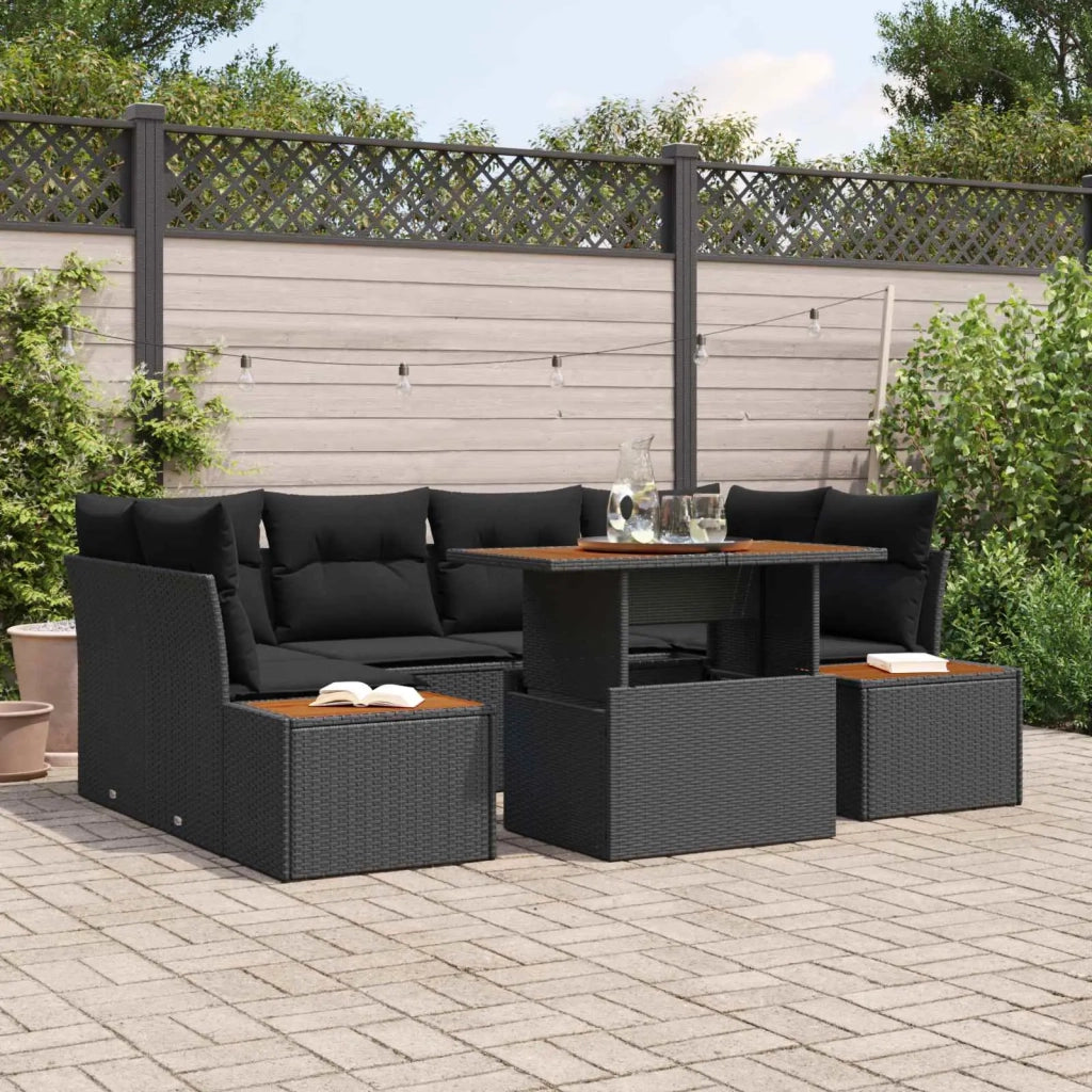 Set Divano da Giardino con archiviazione 7 pcs Nero Poly Rattan 3358772
