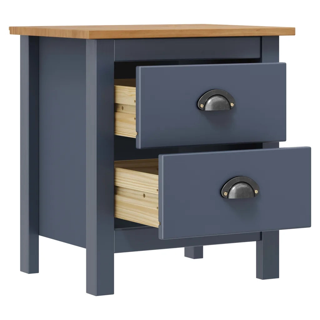 Comodini Hill Grigi 2 pz 46x35x49,5 cm in Legno di Pino 288909